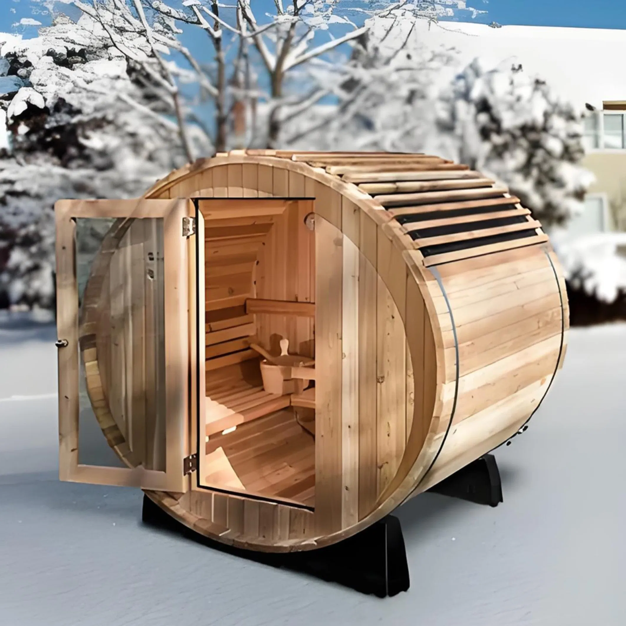 Бочка-сауна из красного кедра Boda с печью