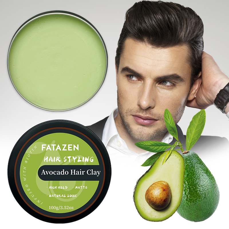 Avocado Halr Clay Biotin Hair Clay Long Lasting Organic Green Matte Natural Look Free Styling Vegan Hair Wax Unisex Hair Wax