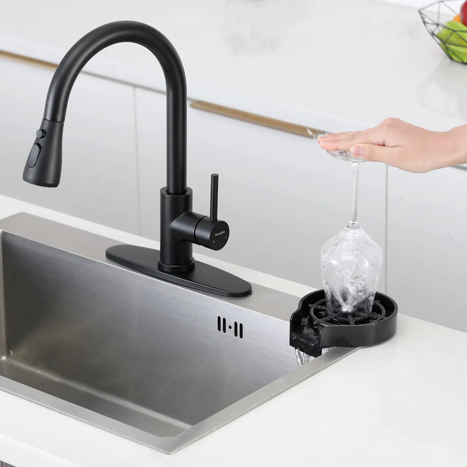 Aquacubic Quick Bar Glass Rinser ABS Kitchen Sink Automatic Flushing Device