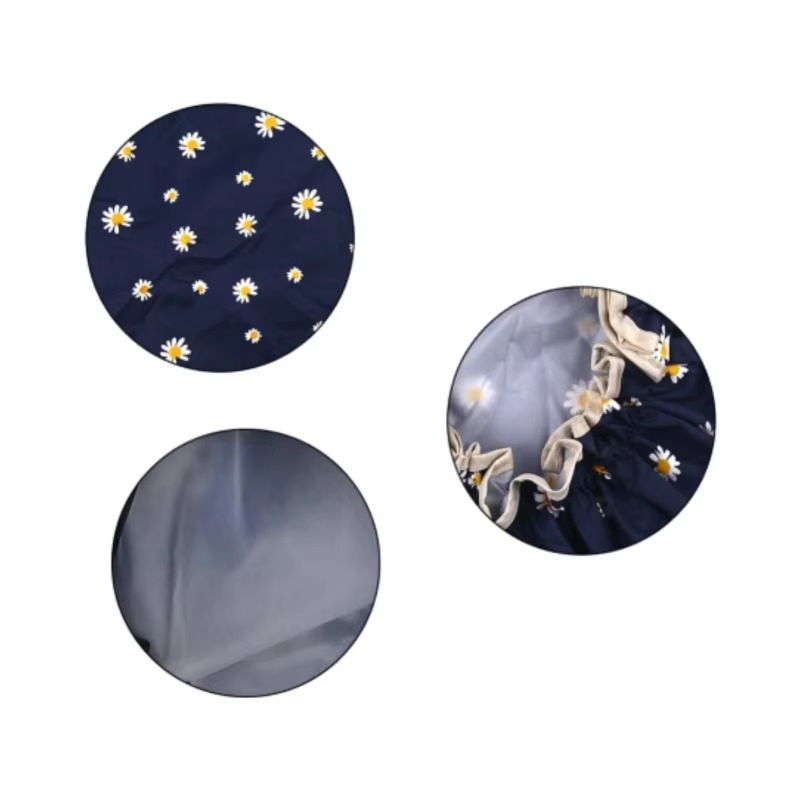 Promotional Hot Sale Waterproof Adjustable Double Layer Lining Shower Caps