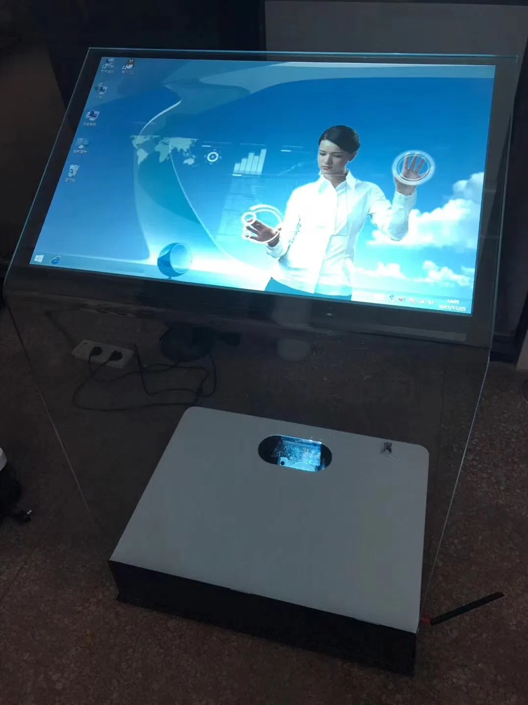 Interactive Touch Transparent Glass Protector Holographic 3D Projection Touch Kiosk