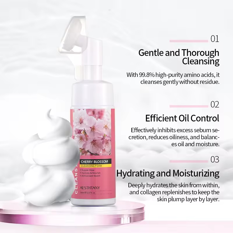 Vitamin C Facial Cleanser Hyaluronic Acid Infused Deep Cleansing Moisturizing Foam for Pore Cleaner Face
