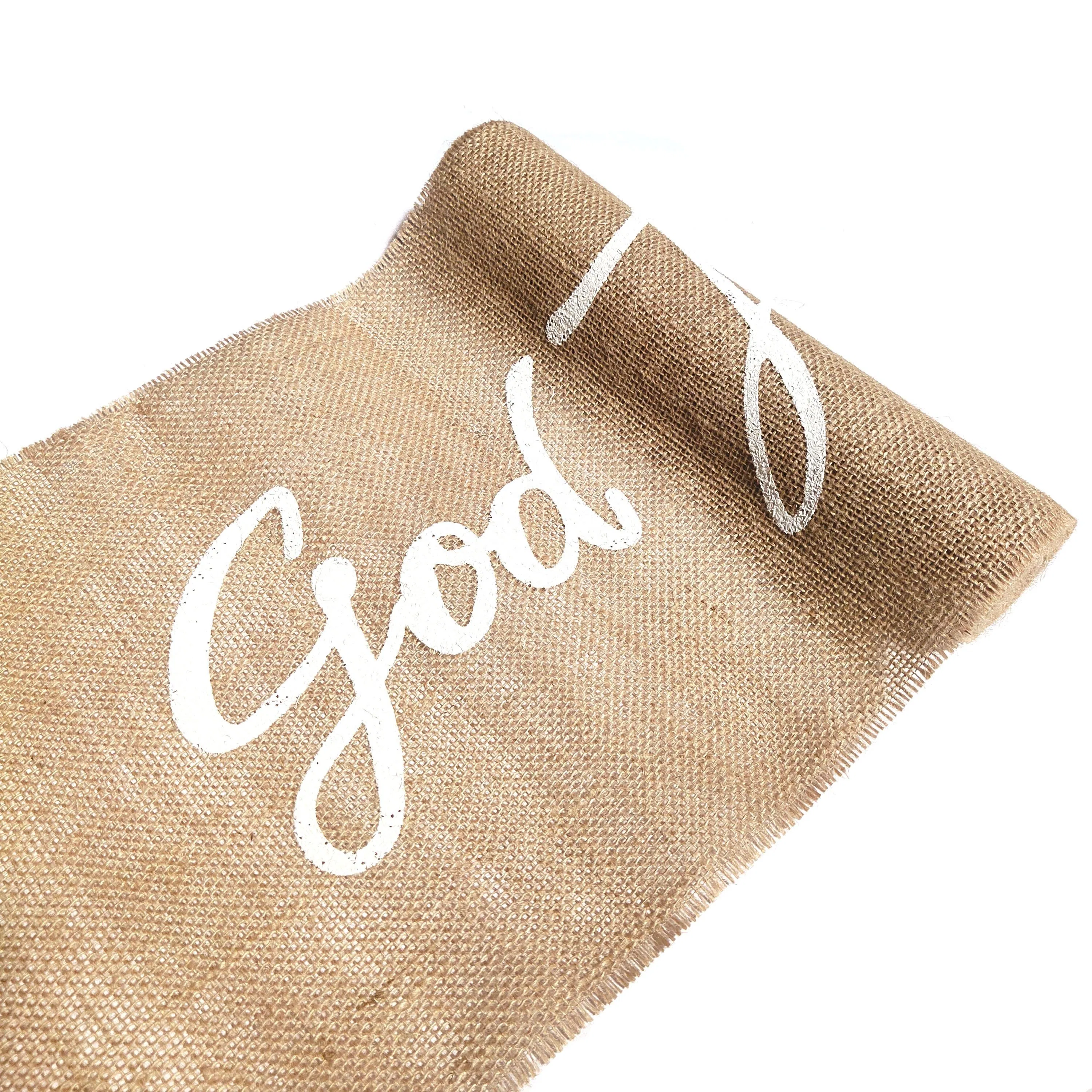 12 Inch Printed Burlap Fabric Jute Table Runner for Party for Christmas