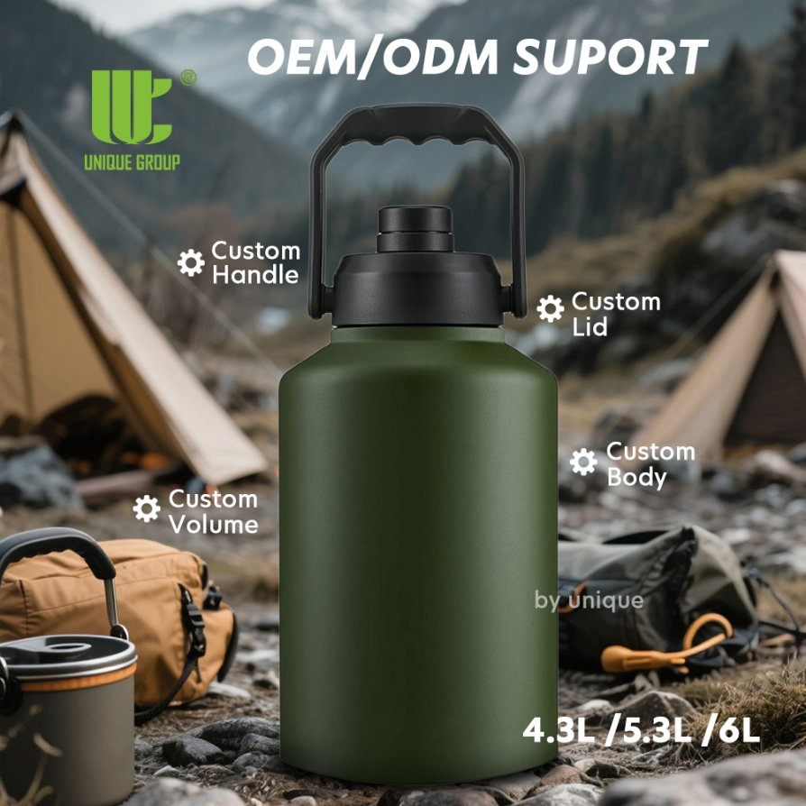 1 Gallon 5.3L Stainless Steel Insulated Water Jug Vacuum Outdoor Sports Bottle