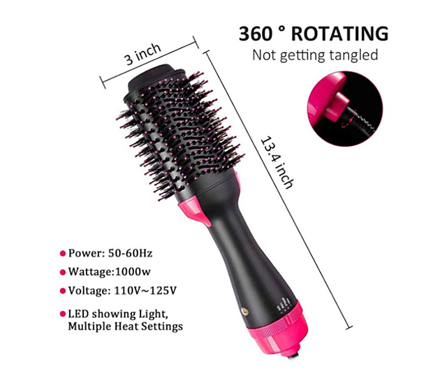 Hot- Selling 3 in 1 Electric Hair Straightener, Hair Curler Brush, with Negative Ions, Infrared Ray