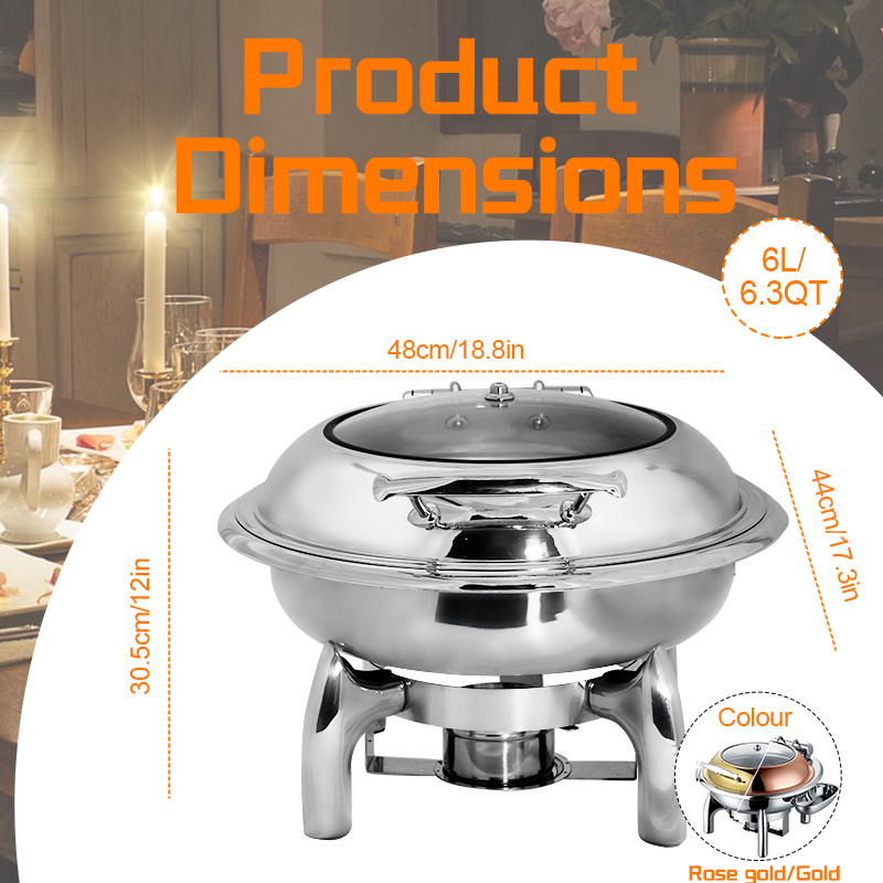 Daosheng Luxury Restaurant Hotel Hydraulic Cover 201 314 Stainless Steel Catering Buffet Set Chafing Dishes