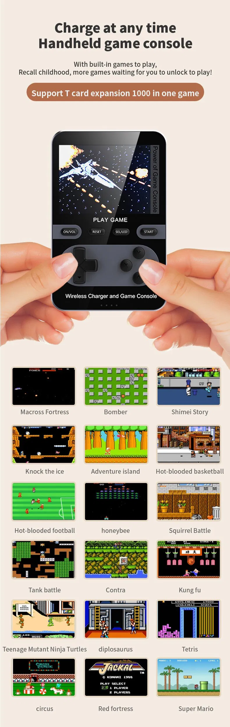 Factory Price New Hot Sale Product 3 in 1 Wireless Power Bank Fast Charger Video Game Player, Ready Stock