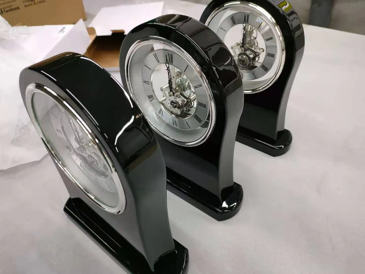 Black High Gloss Piano Finish Skeleton Arch Clock