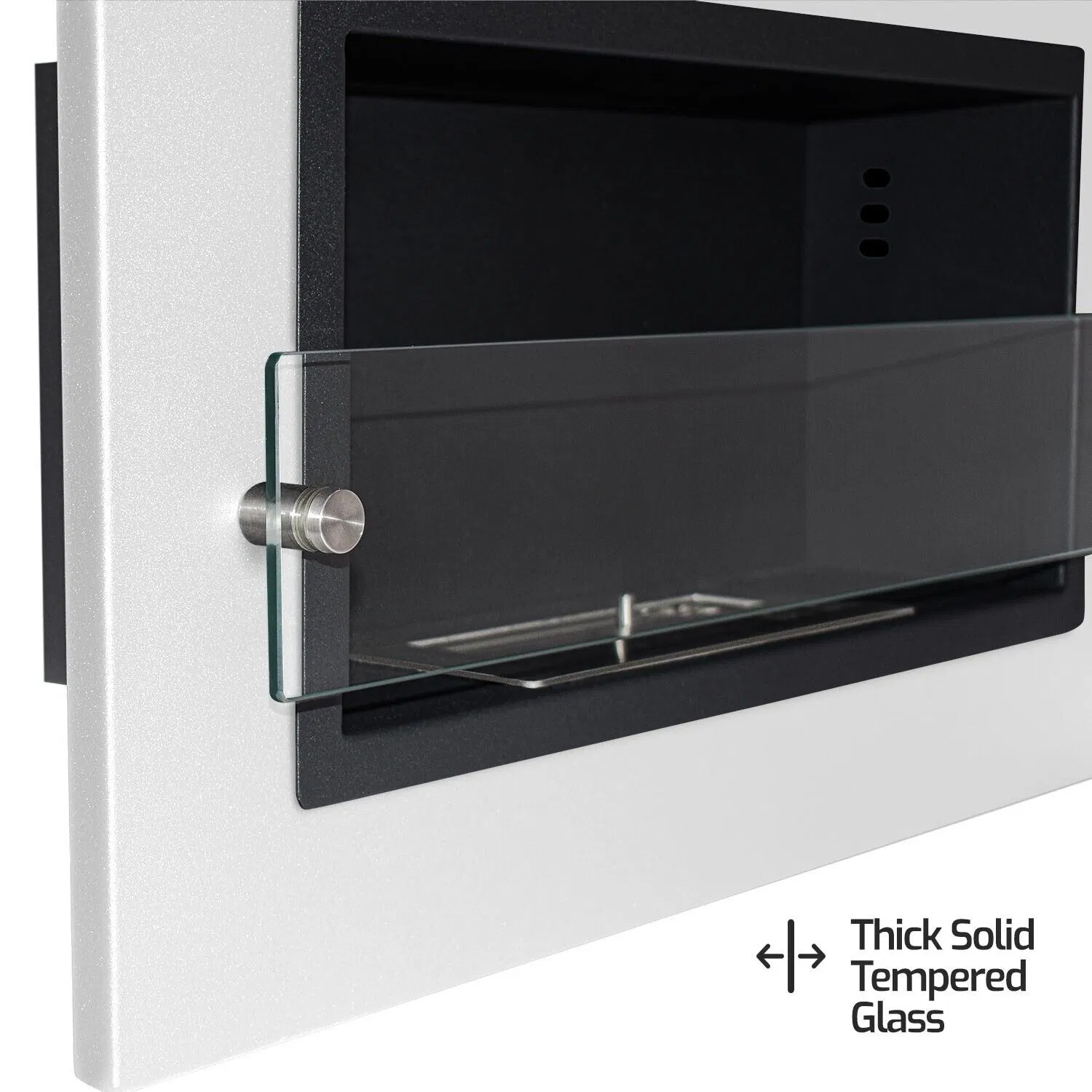 Bioethanol Fireplace Heater Wall Mounted Bio Ethanol Realistic Flame Effect White