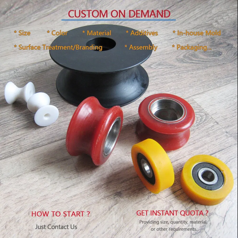Customized Injection Molding Rubber Roller Pulley with Aluminum Core