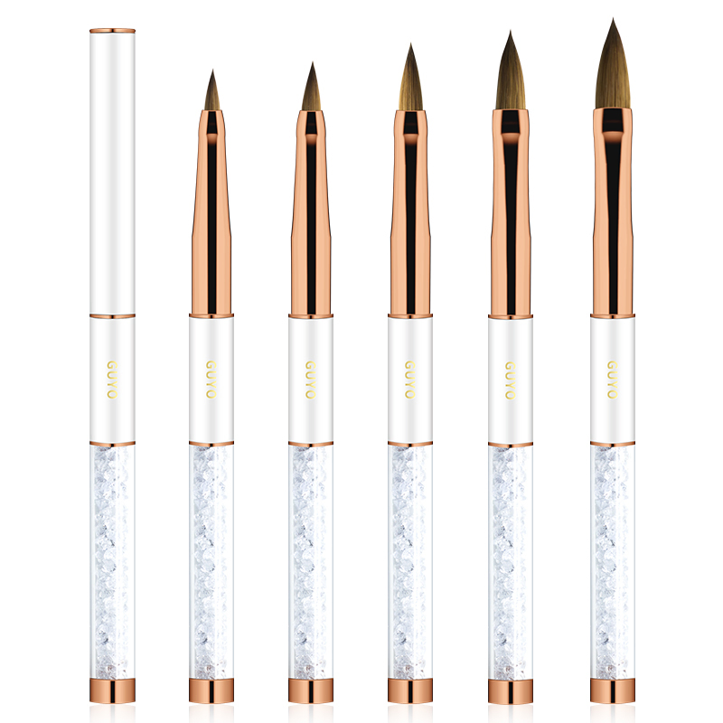 Guyo Rhinestone Handle Acrylic Nail Brush 100% Pure Kolinsky Nail Brush