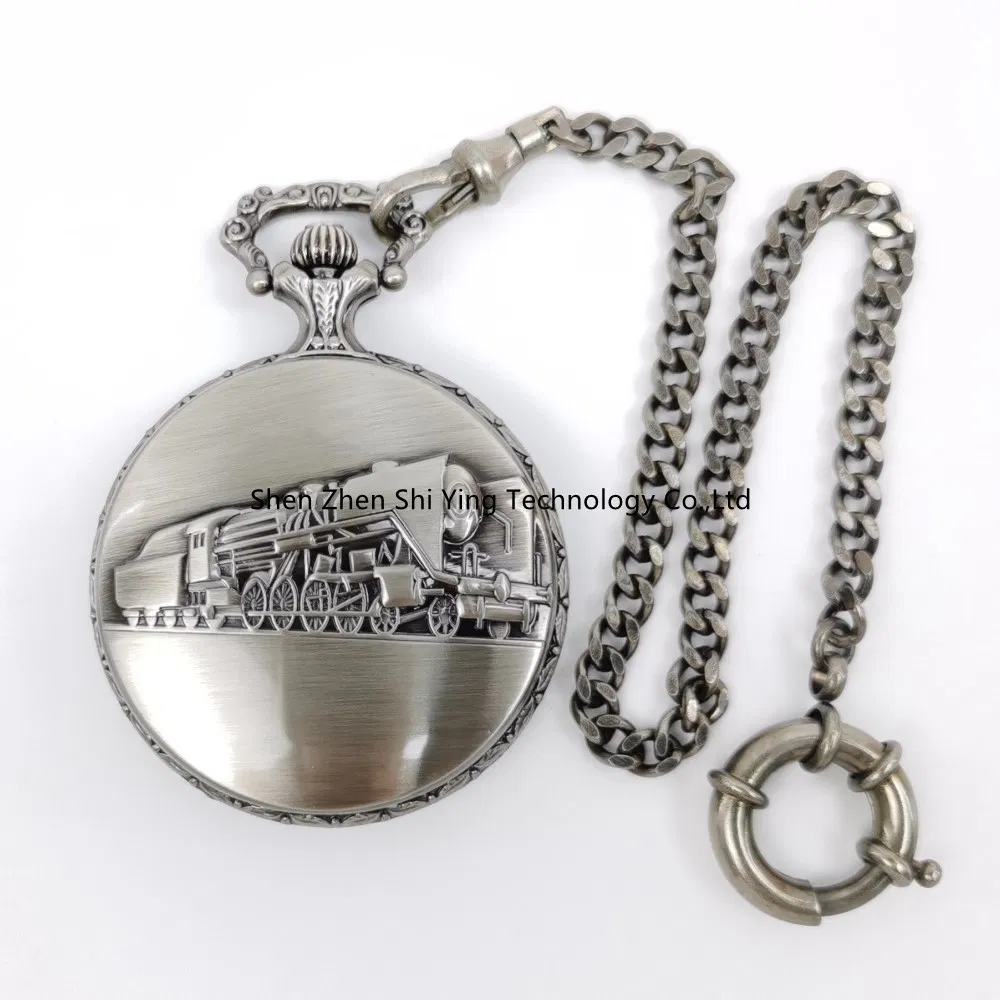 Custom Logo Brass Pocket Watch Retro Vintage Steam Engine Pocket Watches