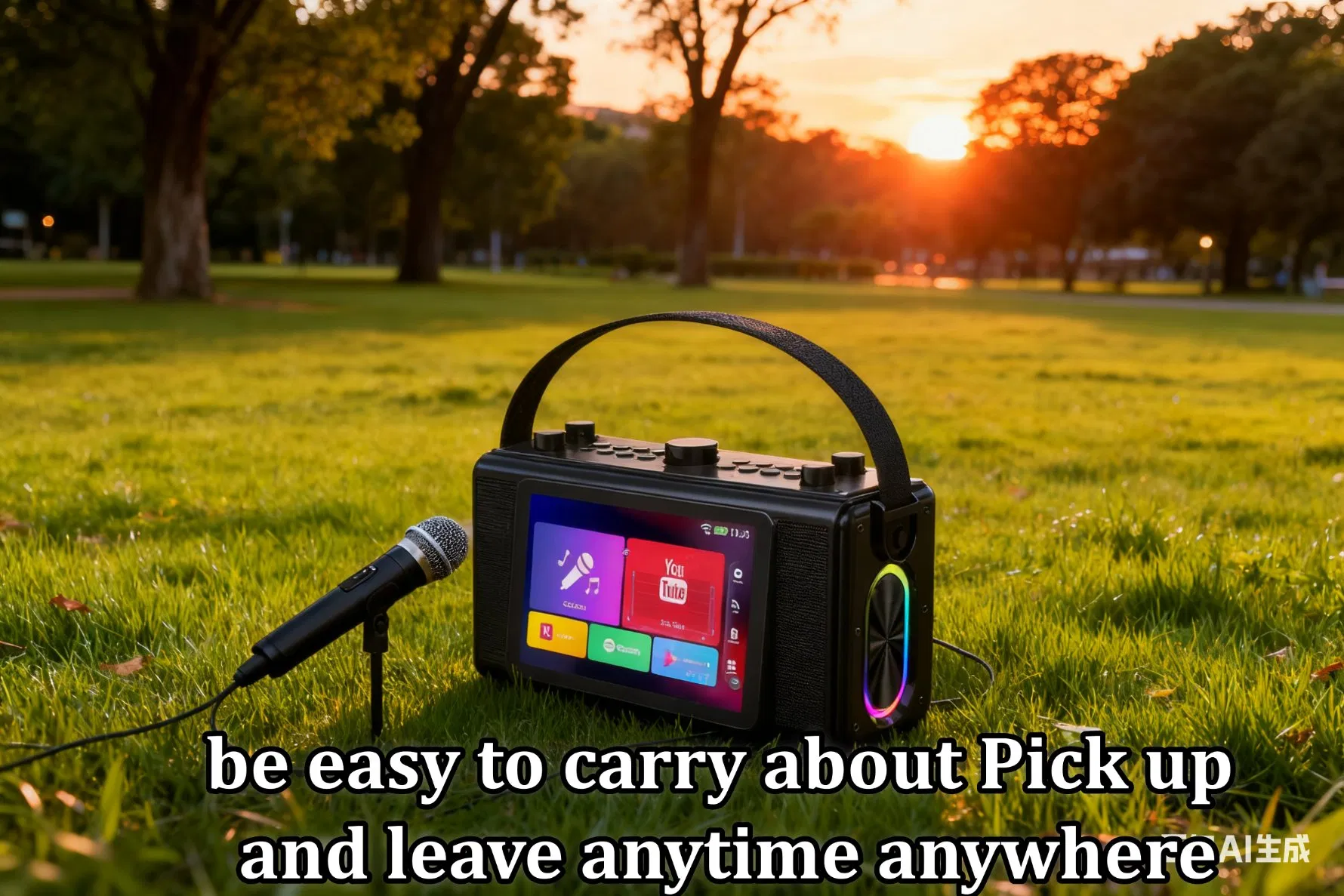 Outdoor 7''touch Screen Karaoke Home Large Screen Karaoke System Portable Bluetooth Video Speaker with 7" LCD Display Screen