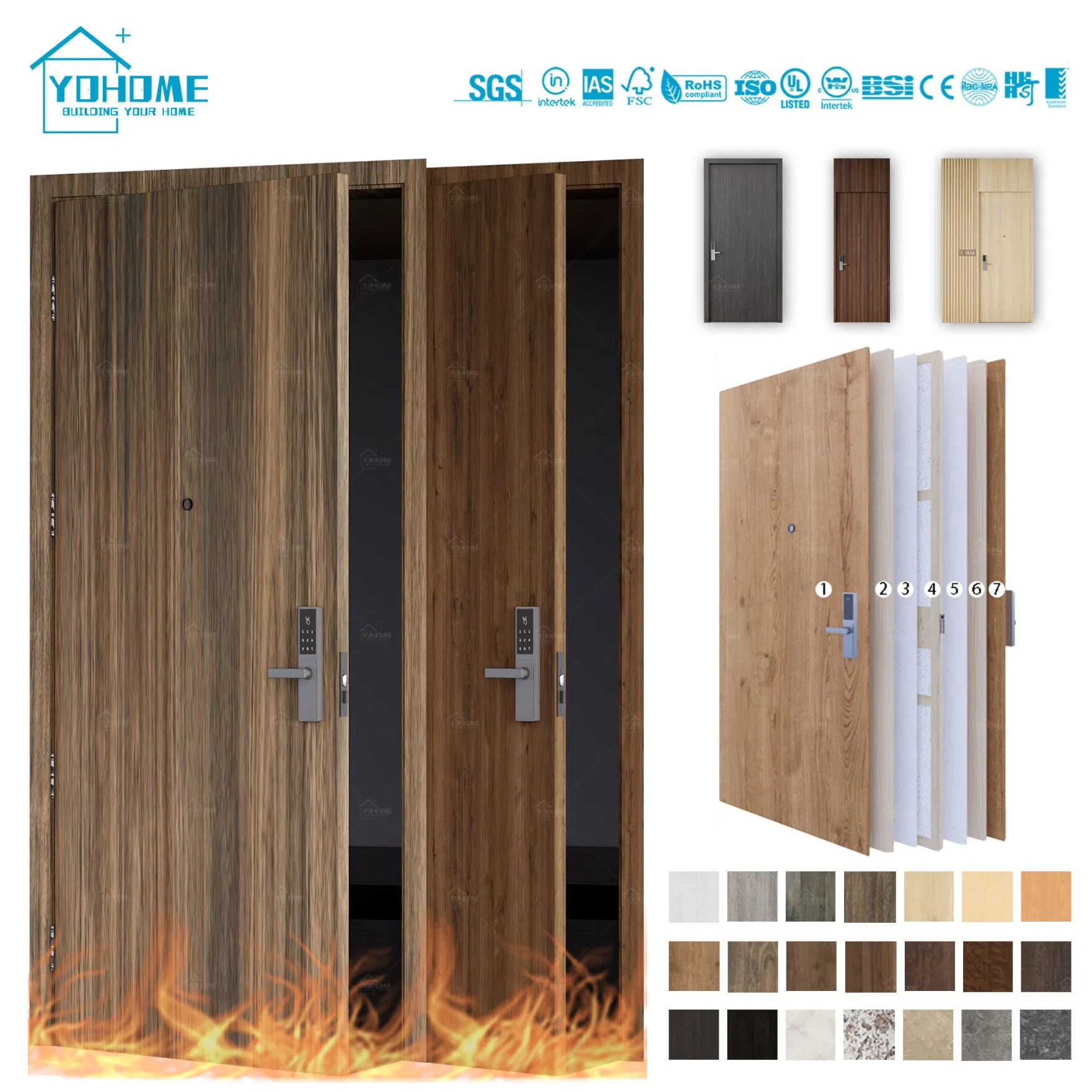 European HPL Compact Laminate Fire Door Ei 60 SA CE Marked Fire Door En 16034 60 Minute Fire Resistant HPL Door