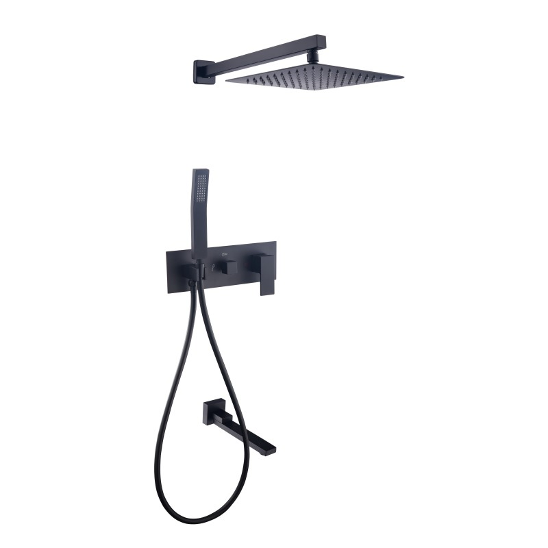 Stylish Matte Black 3-Function Shower Faucet Set for Modern Bathrooms