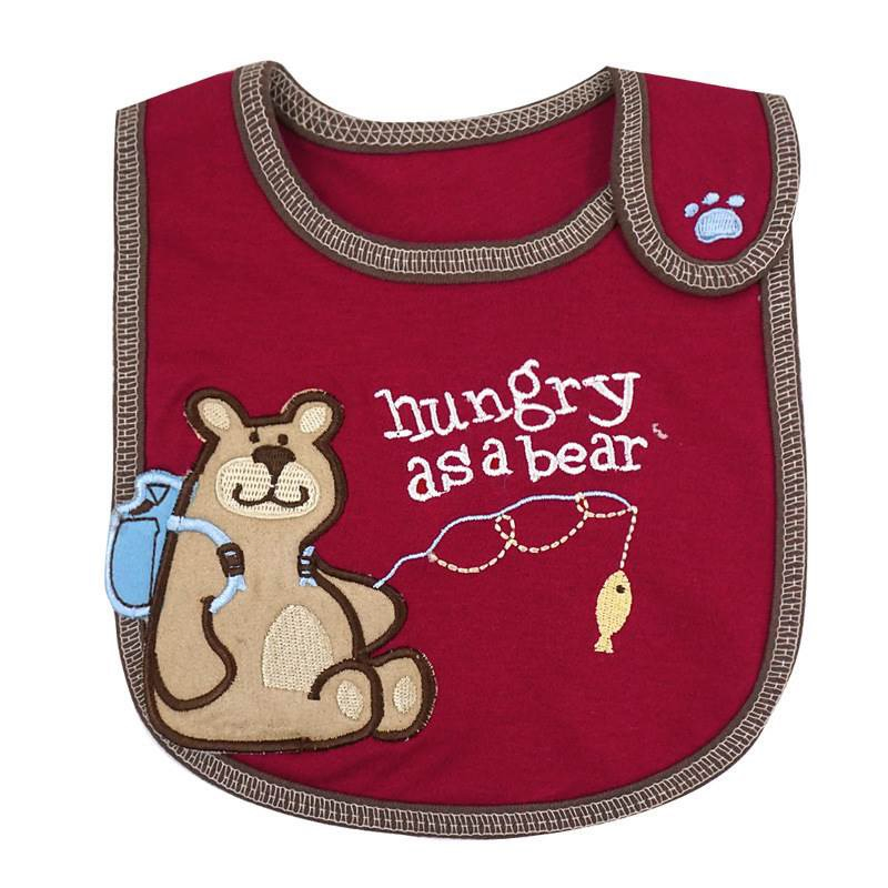 Cute Pink Animal Baby Bib with Snap Closure - Soft Organic Cotton Feeding Bib