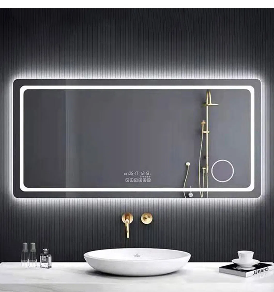 Luxury Bathroom Wall Mirror Modern Multi Functional Speaker Heatable Anti Fog Electric Mirror with LED Lights