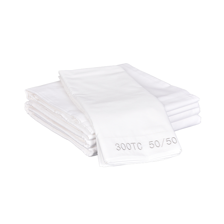 Hotel White 50 Cotton 50 Polyester Queen Bed Sheet Set