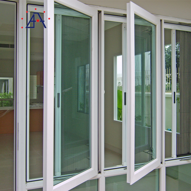 Aluminum Casement Door with Tempered Glass Wind Proof