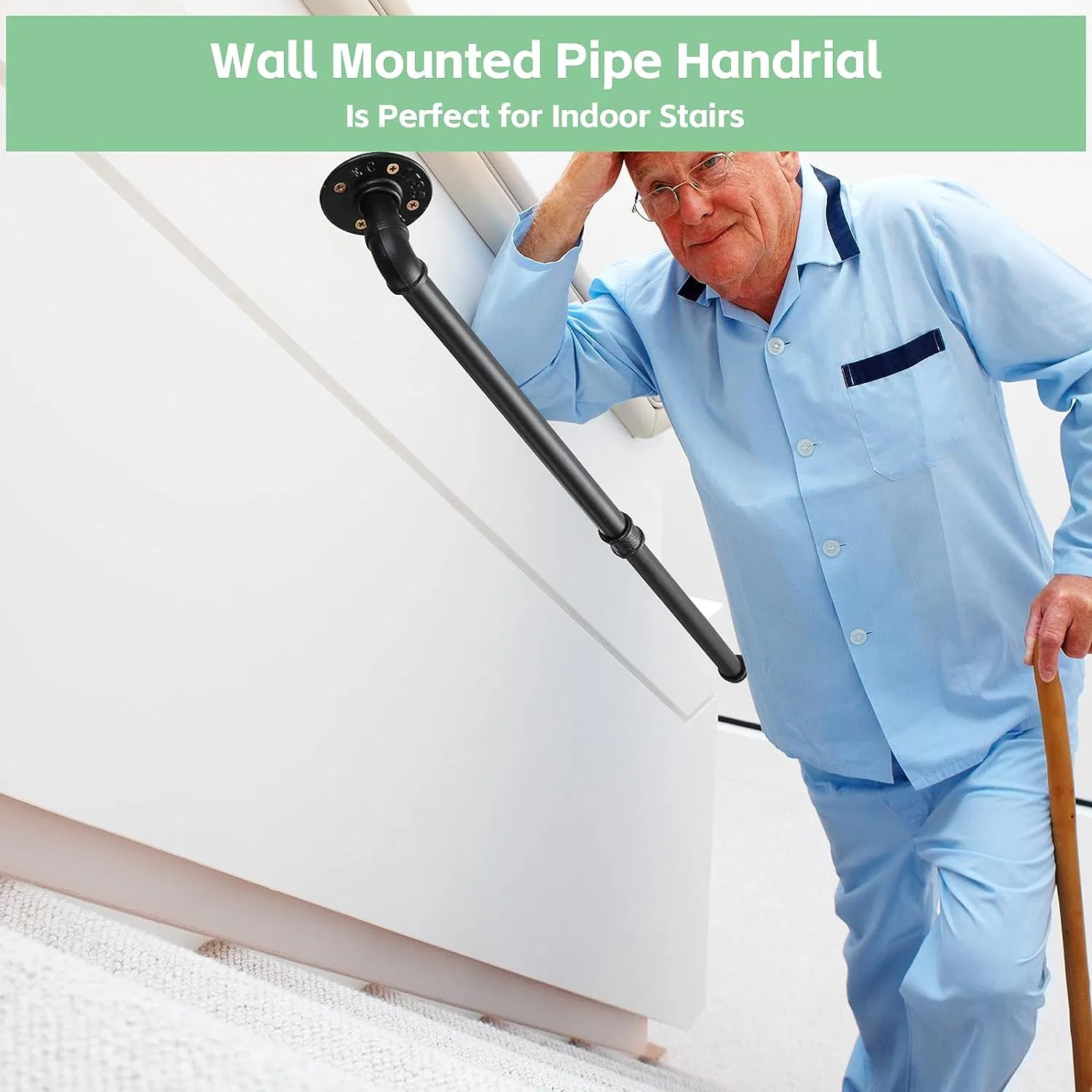 Stair Handrail Indoor 3 FT Wall Mounted Stair Railing for Outdoor