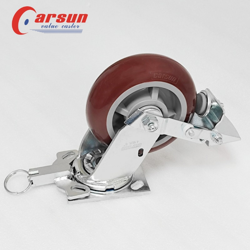 Heavy Industrial Casters 6 Inch Polyurethane Casters with Tread Brakes