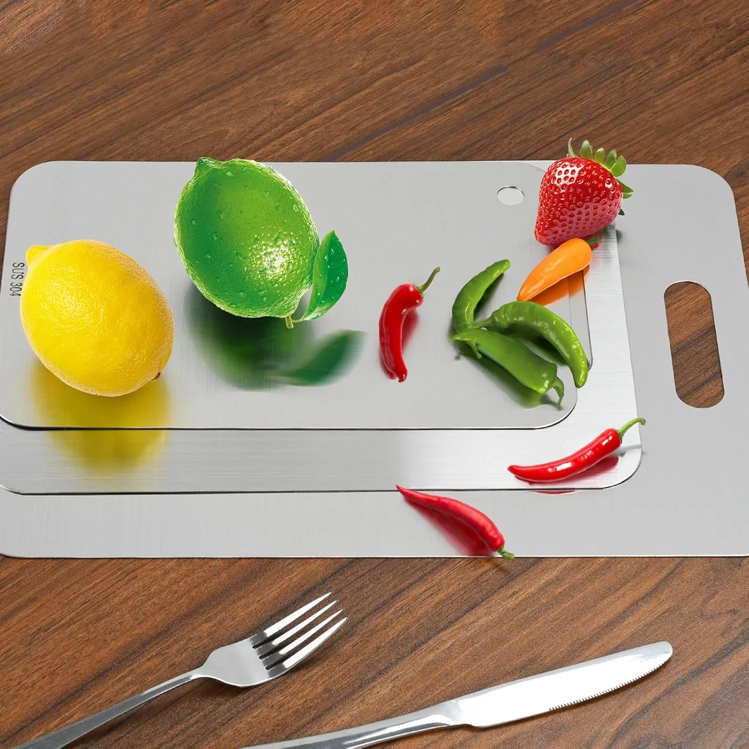 Stainless Steel Double-Sided Kitchen Cutting Board