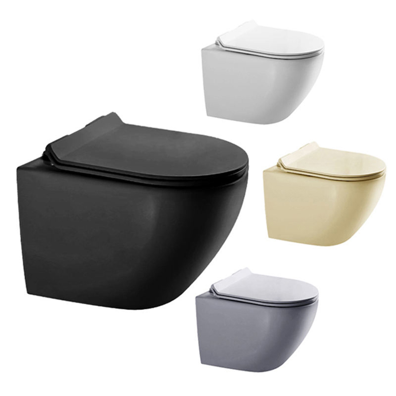 Modern Wall Mounted Black Ceramic Sanitary Ware Set with Concealed Tank, Buffer Cover Plate Included Ceramic Custom Color Wall Hung Toilet