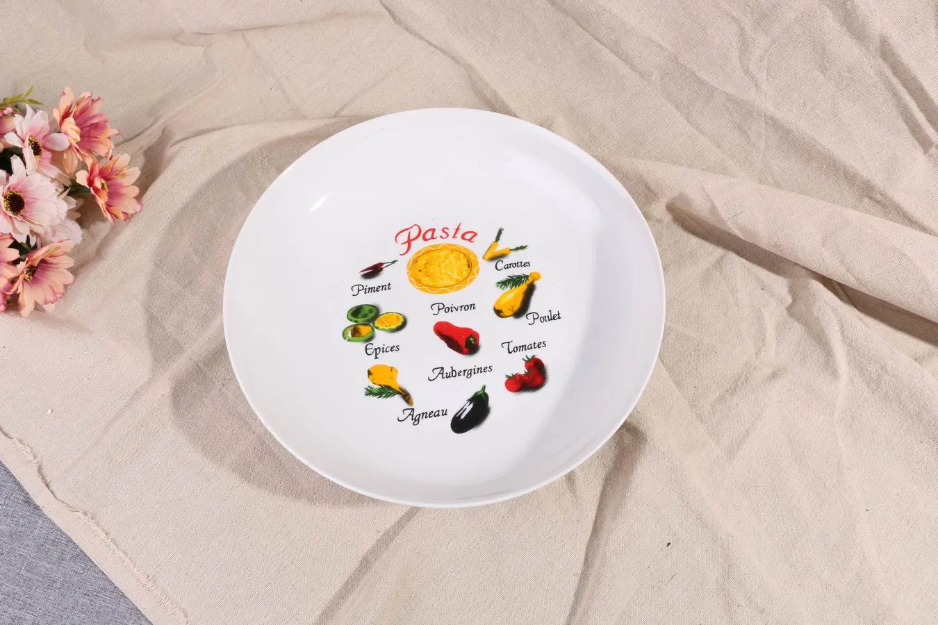 Rice Pasta Fuirt Plate Size 8" Pasta Decal Porcelain Ceramic Tableware