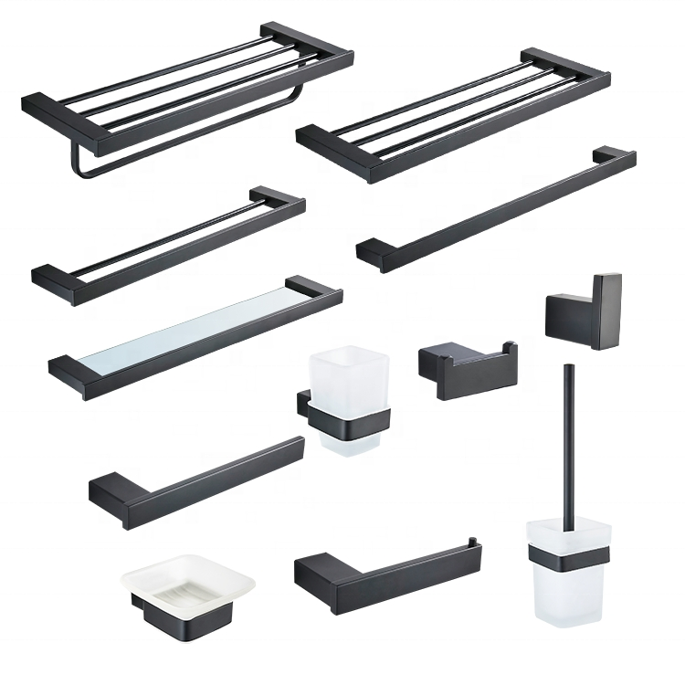 Полотенцедержатель для ванной, матовый черный