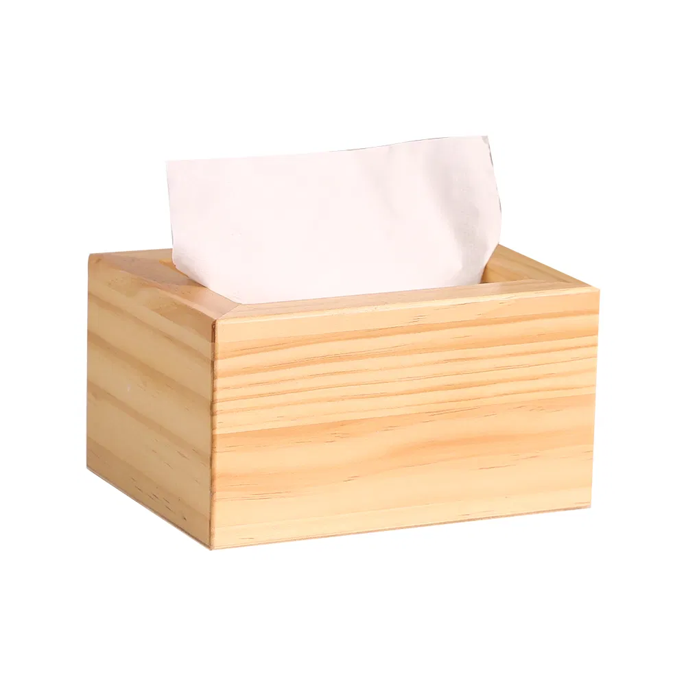 Rustic Decorative Bathroom Wood Bamboo Tissue Box for Farmhouse Country Decor