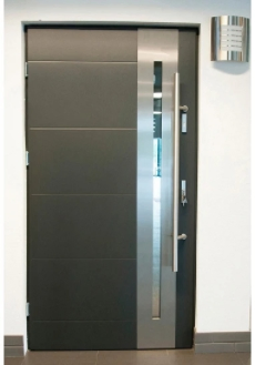 Weatherproof Aluminium Front Door with Gray Powder Coating Entrance Door