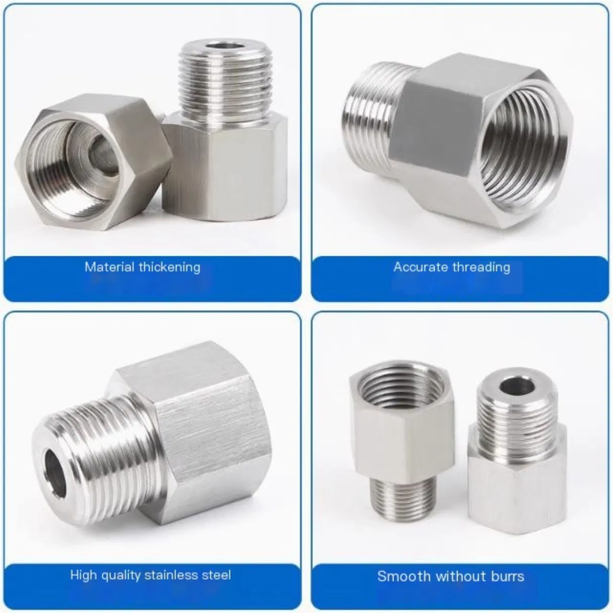304 Stainless Steel Core Reducing Double Inner and Outer Wire Direct Variable Diameter Connector 1 Inch 4 Minutes 6 Minutes Core Thread Conversion