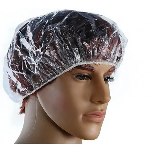 Hot Selling Elastic Clear Bathing Cap Salon Hotel Travel Disposable Plastic PE Shower Cap