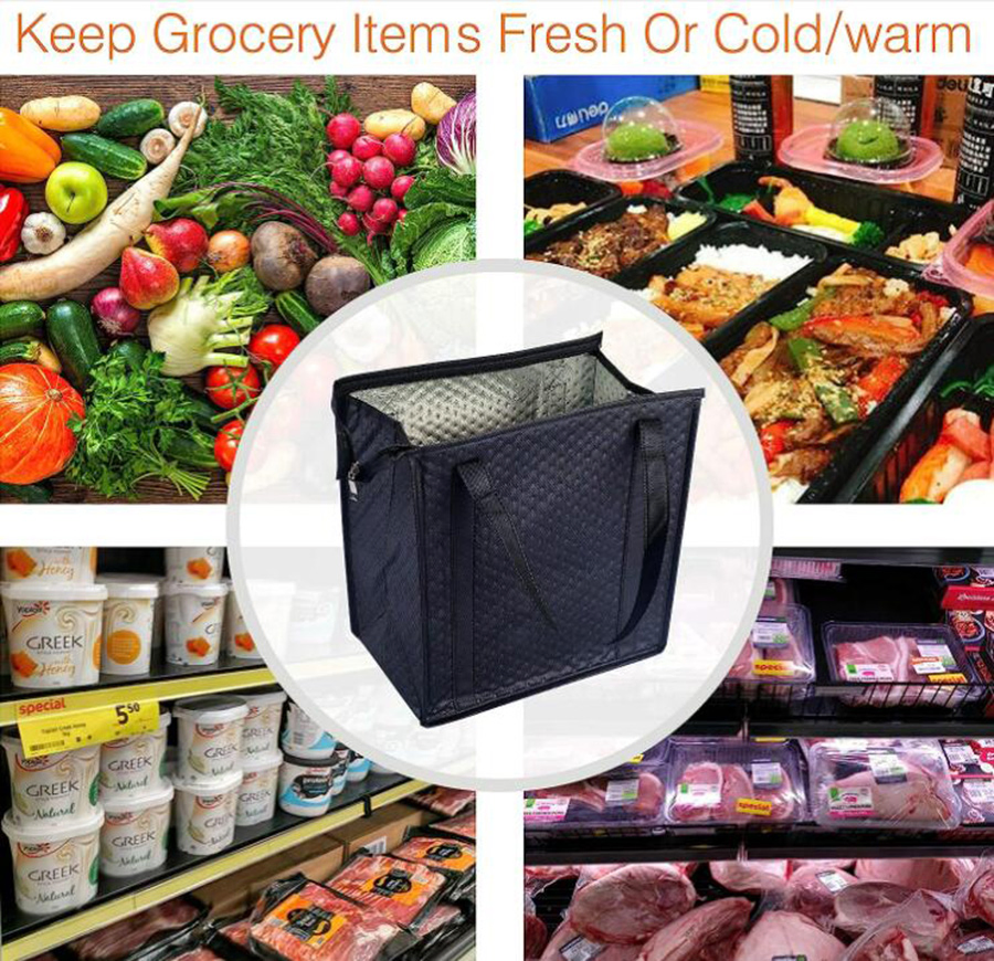 Refrigerator Grocery Cooler Insulated Bags with Zipper