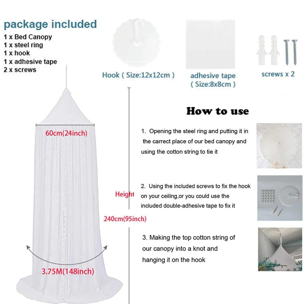 Bed Canopy Hanging Net Baby Crib Castle Nursery Playroom Decor Mosquito Net