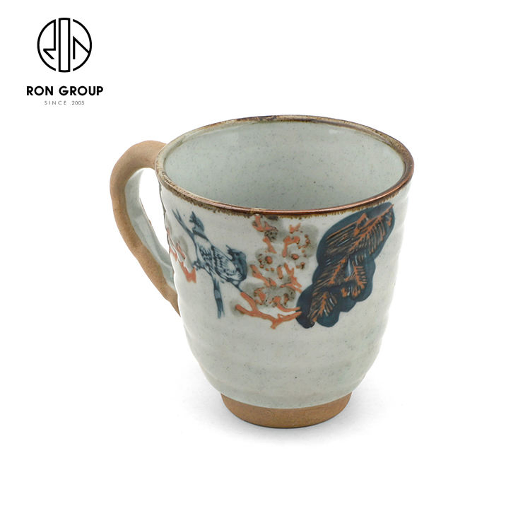 Retro Vintage Eco-Friendly Porcelain Ceramic Water Tea Coffee Cup for Cafe Restaurant Commercial Drinking Use