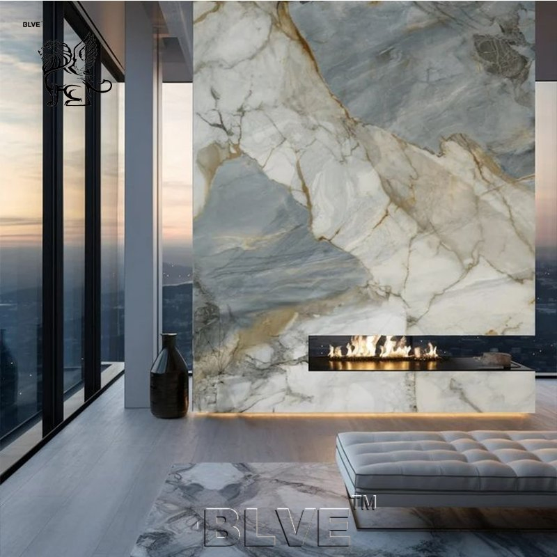 Living Room Luxury Decoration Blue White Marble Panel Slab Factory Price