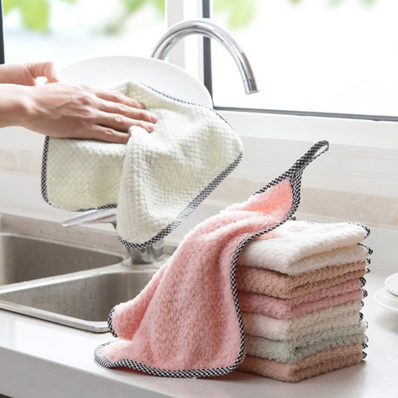 Thickened Trimmed Pineapple Grid Hanging Microfiber Hand Towel for Multi-Scene Use
