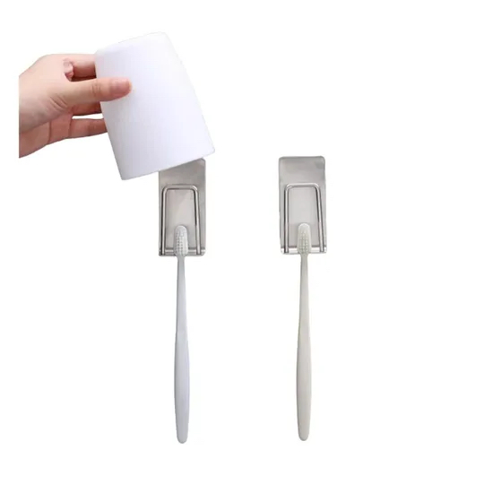 Wall Mount Stainless Steel Toothbrush Holder Bathroom Organizer Hh001_7