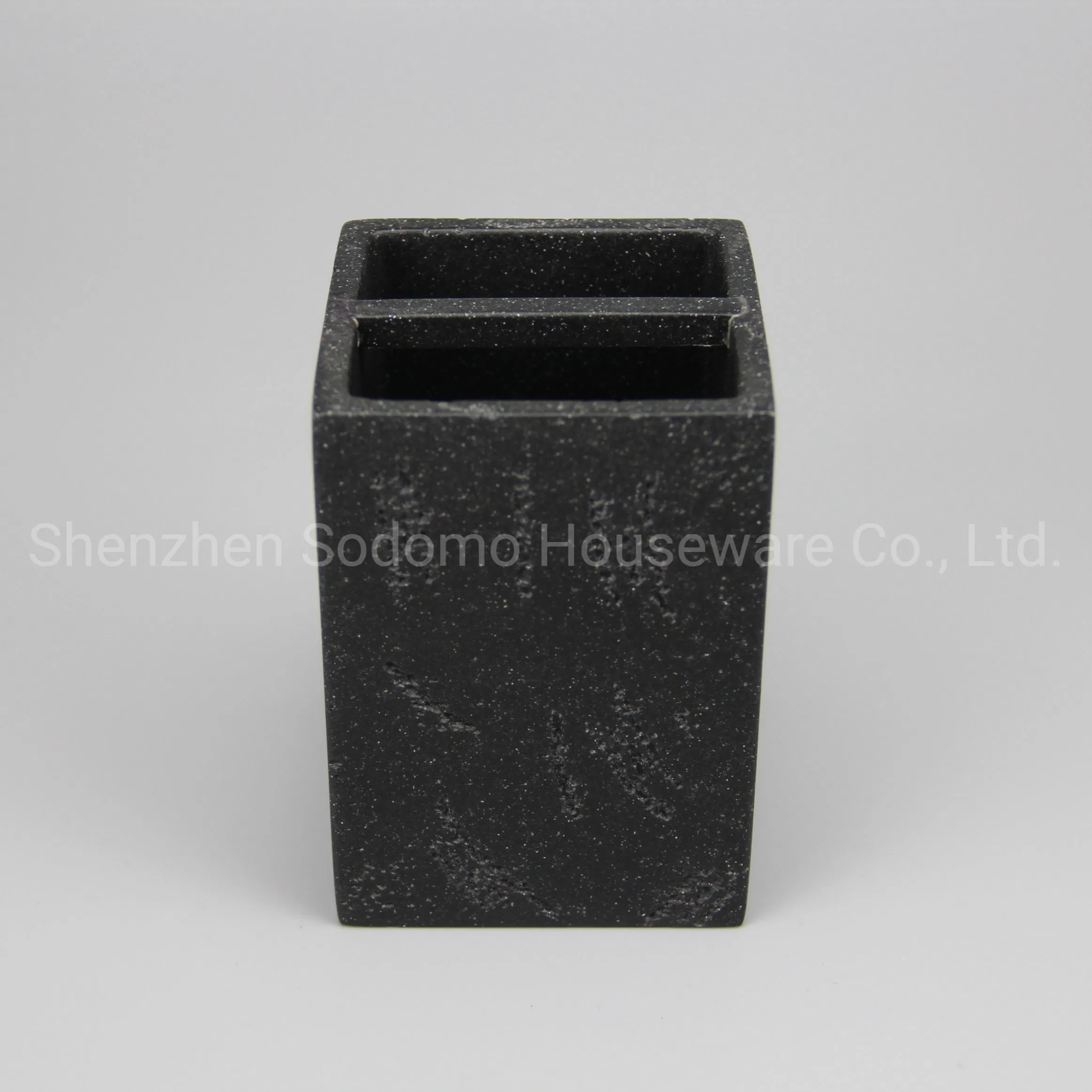 Square Design Modern Style Polyresin Bathroom Toothbrush Holder (BP5022-BS)