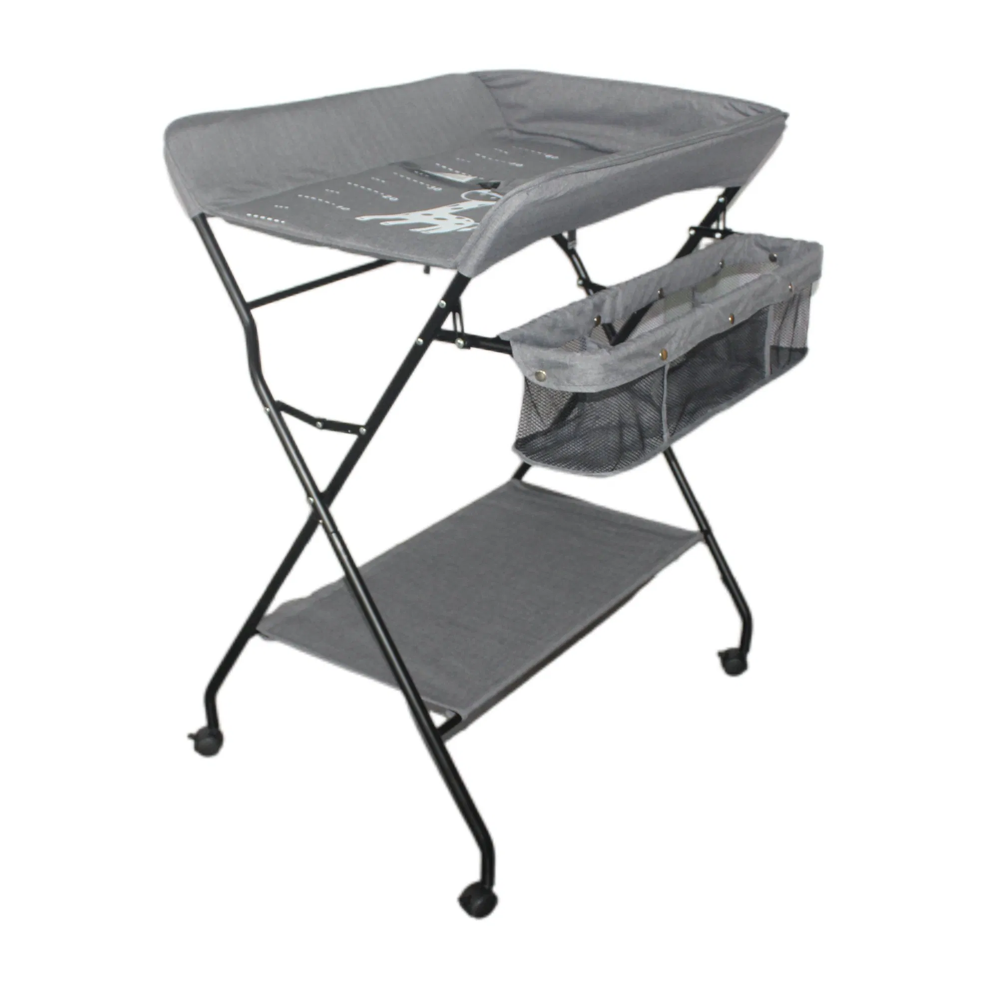 Gray Diaper Changing Table with Storage Shelf