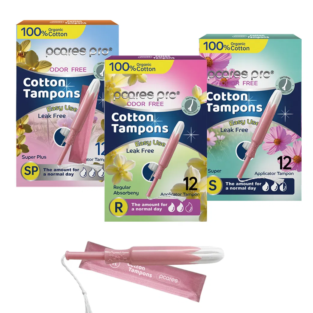 FDA Private Customized Organic Soft Cotton Disposable Sanitary Pad Napkin Tampons with Applicator