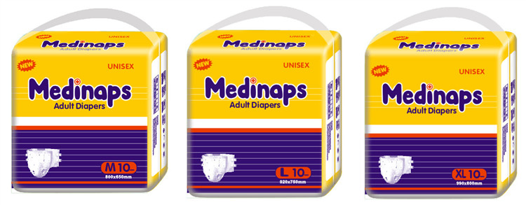 Premium Soft-Woven Adult Diaper with PE Backsheet, Model No.: Medinaps
