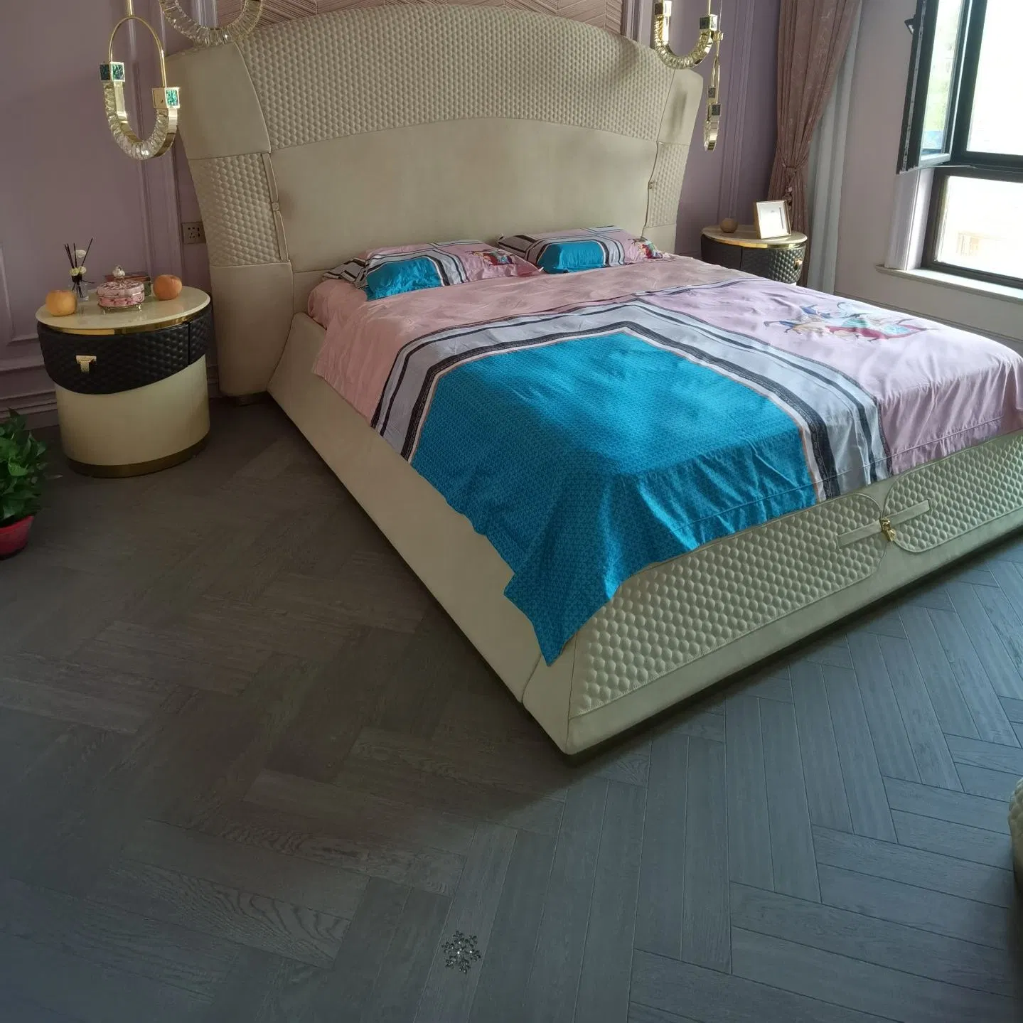 Waterproof Laminated AC5 AC4 12 mm Herringbone Basketball Court Maple Teak Engineered Wood Flooring