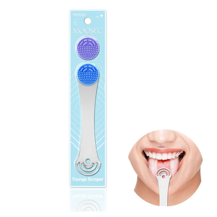 Stainless Steel Silicone Tongue Cleaner Scraper