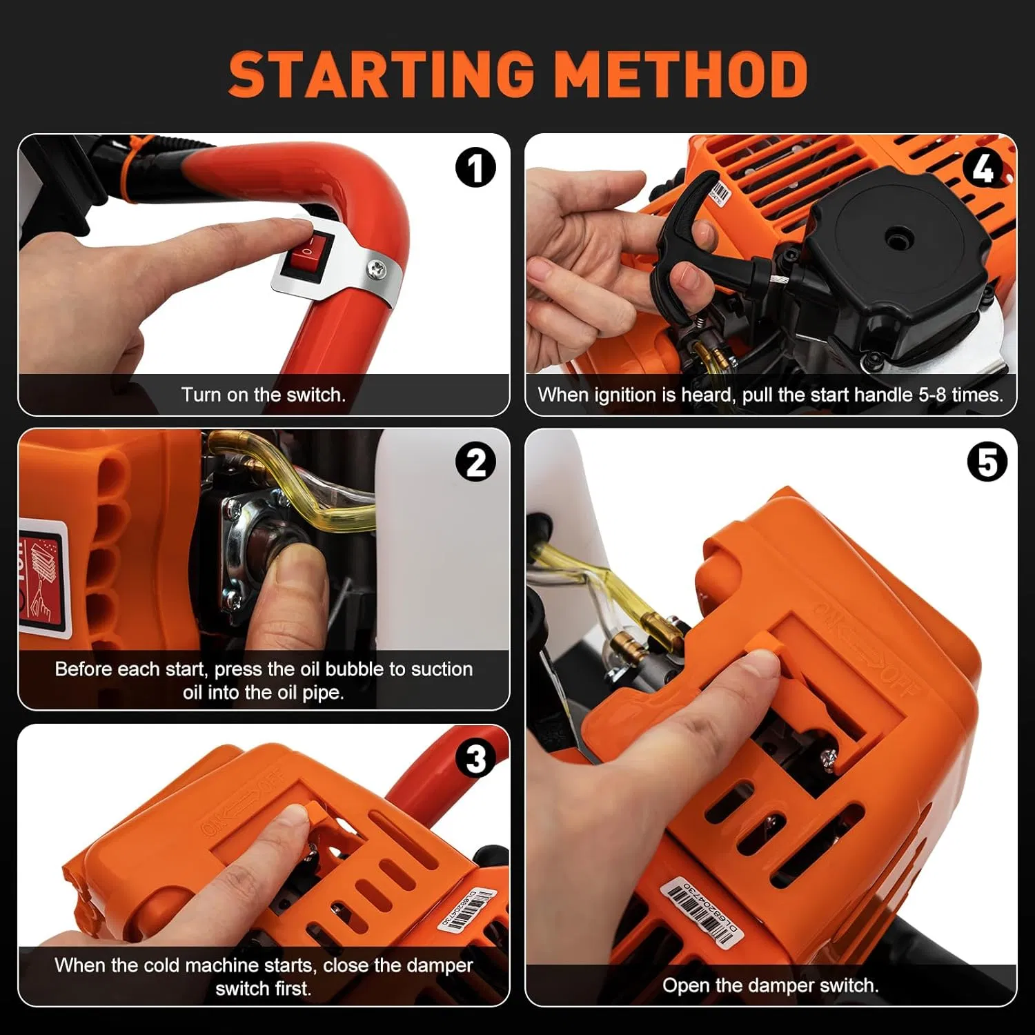 52cc Gasoline Post Hole Digger Soil Digging Machine Earth Auger with Ground Drill (GD500B)