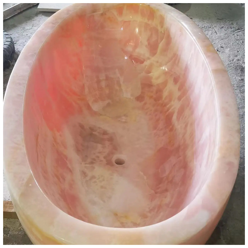 Oval Pink Onyx Freestanding Bathroom Tubs