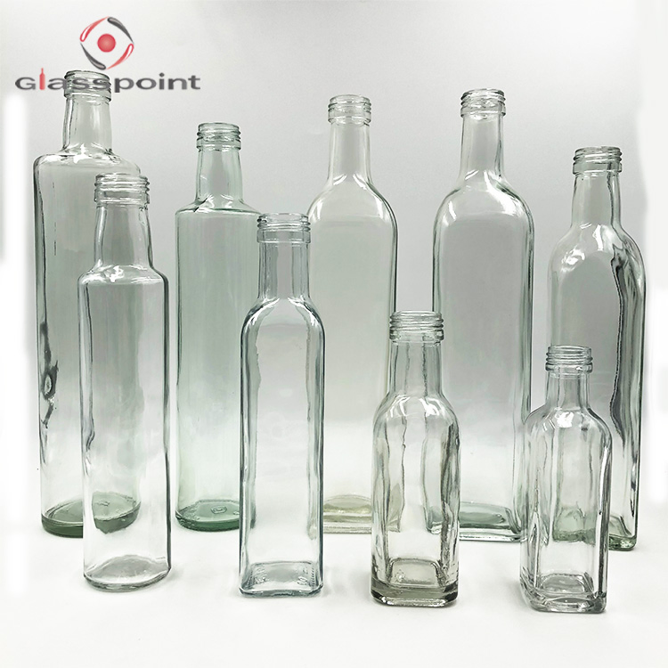 250ml 500ml 750ml Round Dorica Square Dorica Transparent Green Glass Olive Oil Bottle