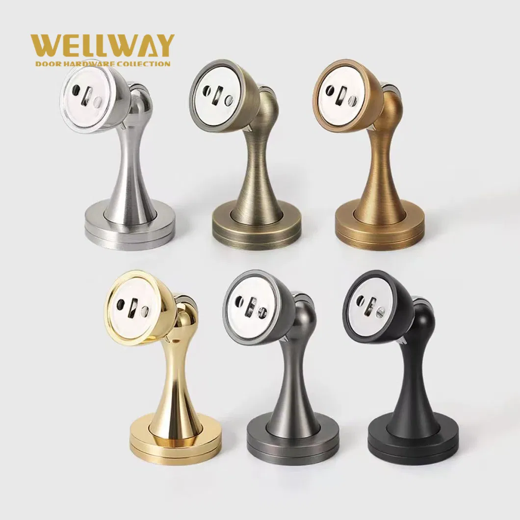 Matte Black Strong Magnetic Zinc Alloy Door Stopper with Minimalist Curved Form and Solid Round Base for Wall or Floor Mount - Wenzhou China Ds-02-012