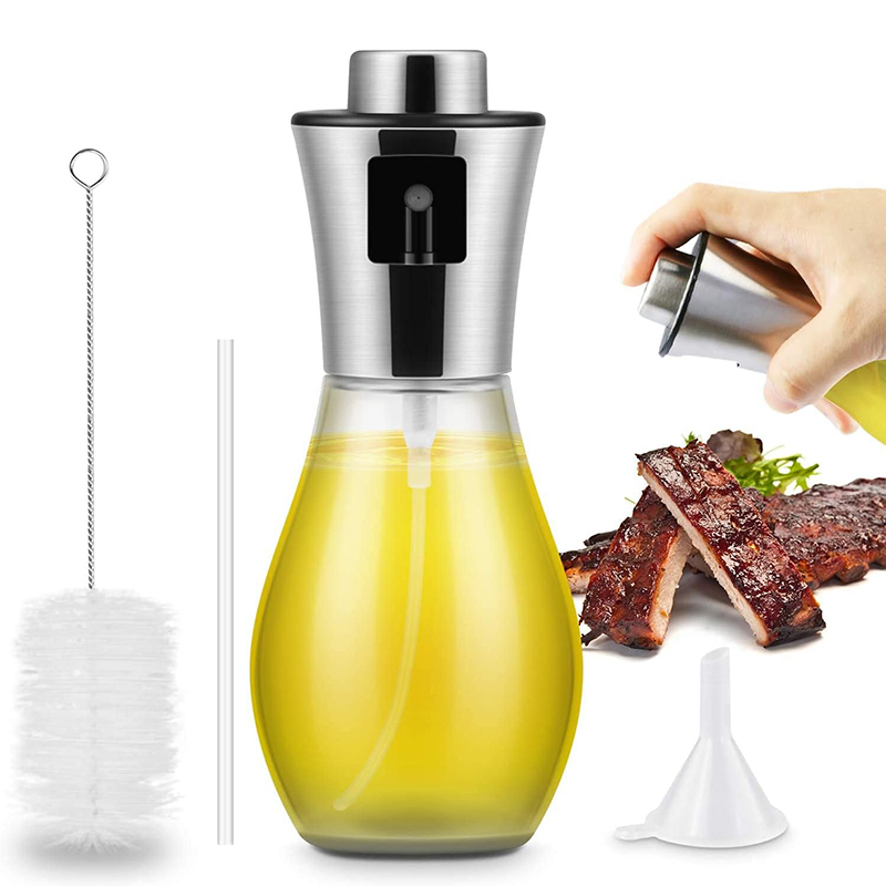 New Product 200ml Capacity Kitchen Cooking Oil Bottle Spray Vinegar Glass Bottle Stainless Steel Olive Oil Sprayer Bottle